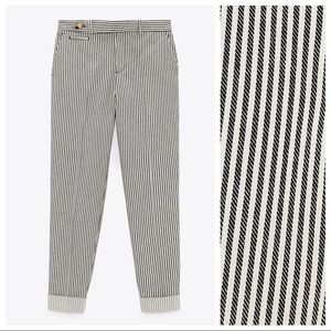 Zara Black and White Striped Trousers
